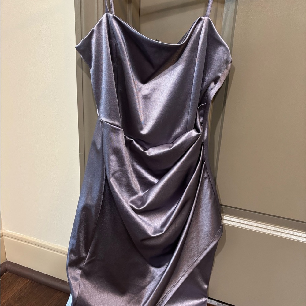 Windsor Purple/Silver Satin Mini Dress